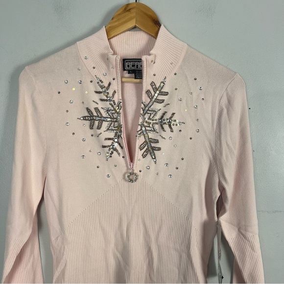 Vintage The collective works of Berek 2 pink sequin snowflake sweater size large - Picture 4 of 6